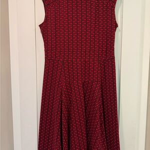 Lands' End Red Sleeveless Flare Midi Dress